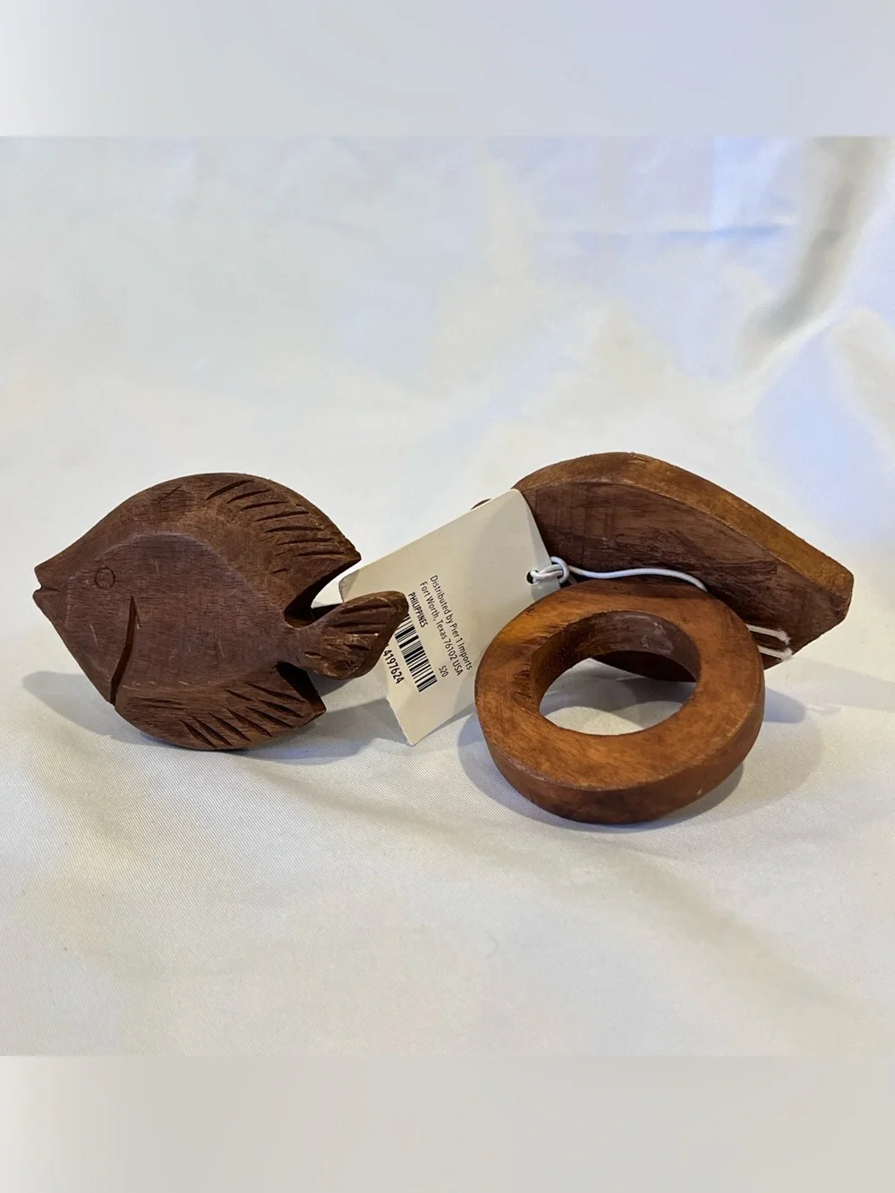 Pier 1 Wooden Fish Napkin Rings Set of 6 New With Tags